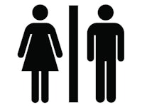 a black and white image of a man and woman standing next to each other